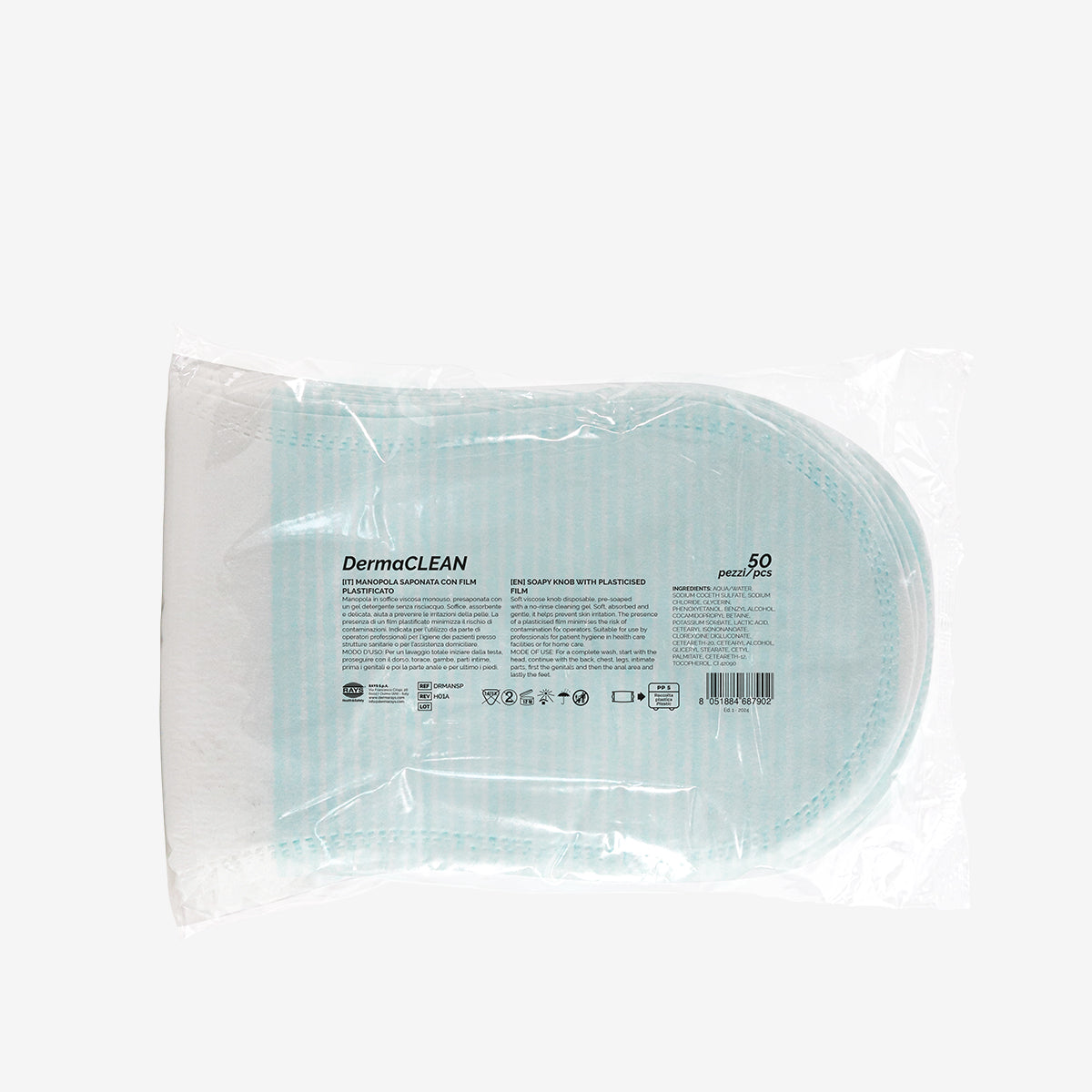 Viscose soapy glove with internal plasticized film